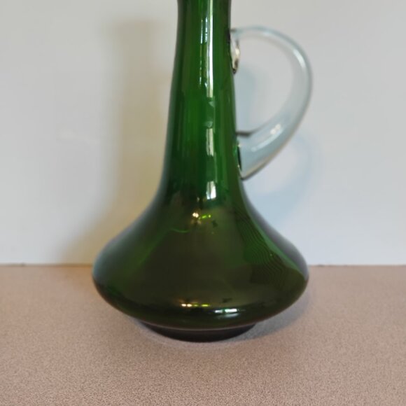 Vintage MCM Bischoff Glass Hand Blown Forest Green Carafe/Decanter - Picture 2 of 5